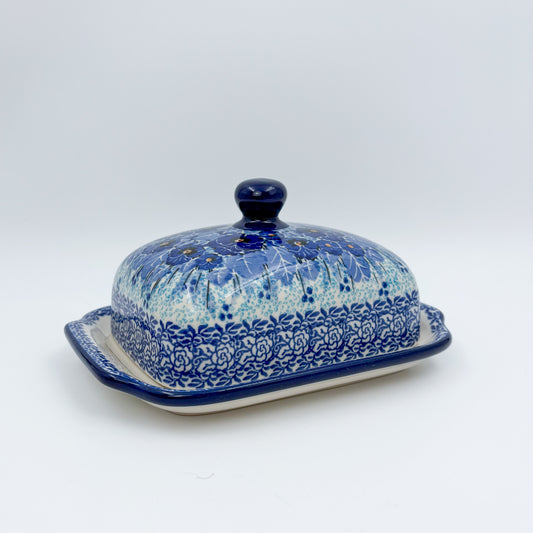 7" Butter Dish: UNIKAT Deep Winter Design