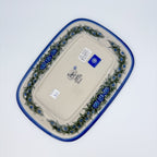 UNIKAT Forget Me Knot Pansy Daria platter, full bottom view showing stamp and forget-me-not border