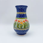 Vase 9”. Handmade Polish pottery.  UNIKAT Tulip Fields