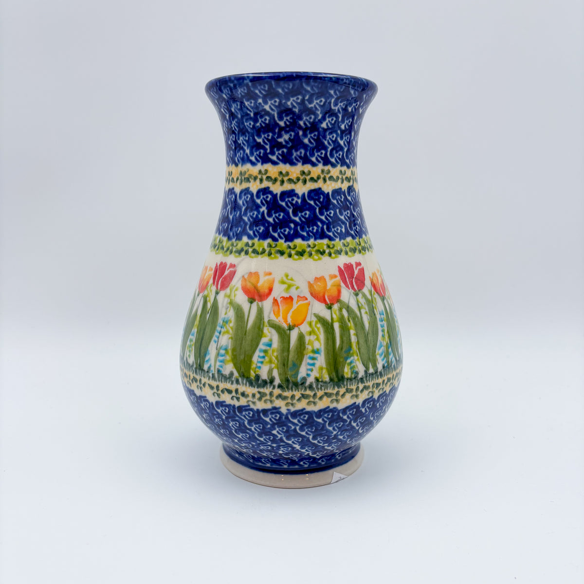 Vase 9”. Handmade Polish pottery.  UNIKAT Tulip Fields