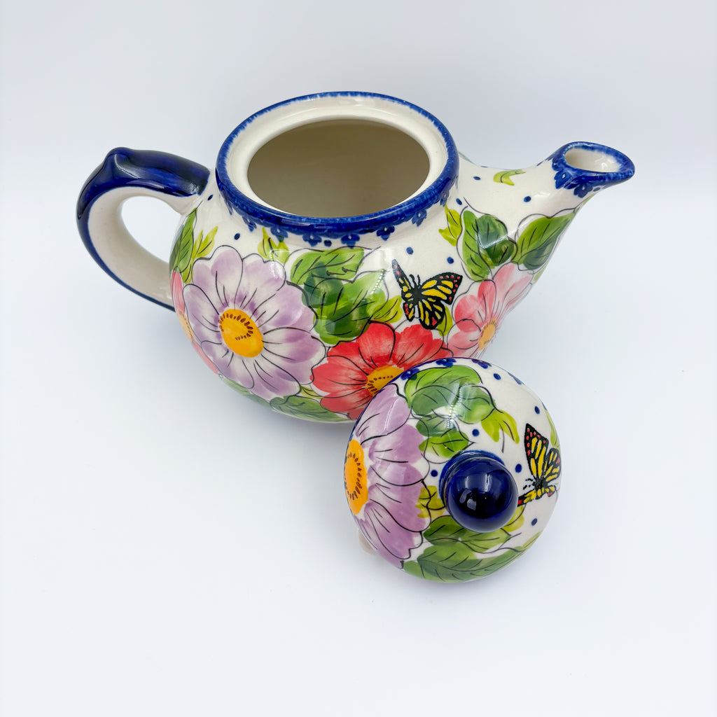 47 oz Teapot Kubus Handcrafted Pottery in Poland.  UNIKAT Monarch Design