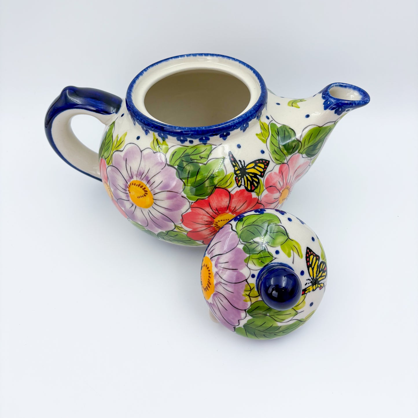 47 oz Teapot Kubus Handcrafted Potery in Poland.  Monarch Design