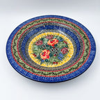 9”  Pasta Bowl.  Hand crafted Polish pottery stoneware: UNIKAT Copper Rose Meadow Design