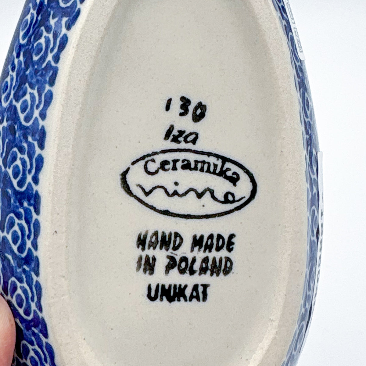 Spoon Rest 5”. Handmade Polish pottery.  UNIKAT Floral Fantasy