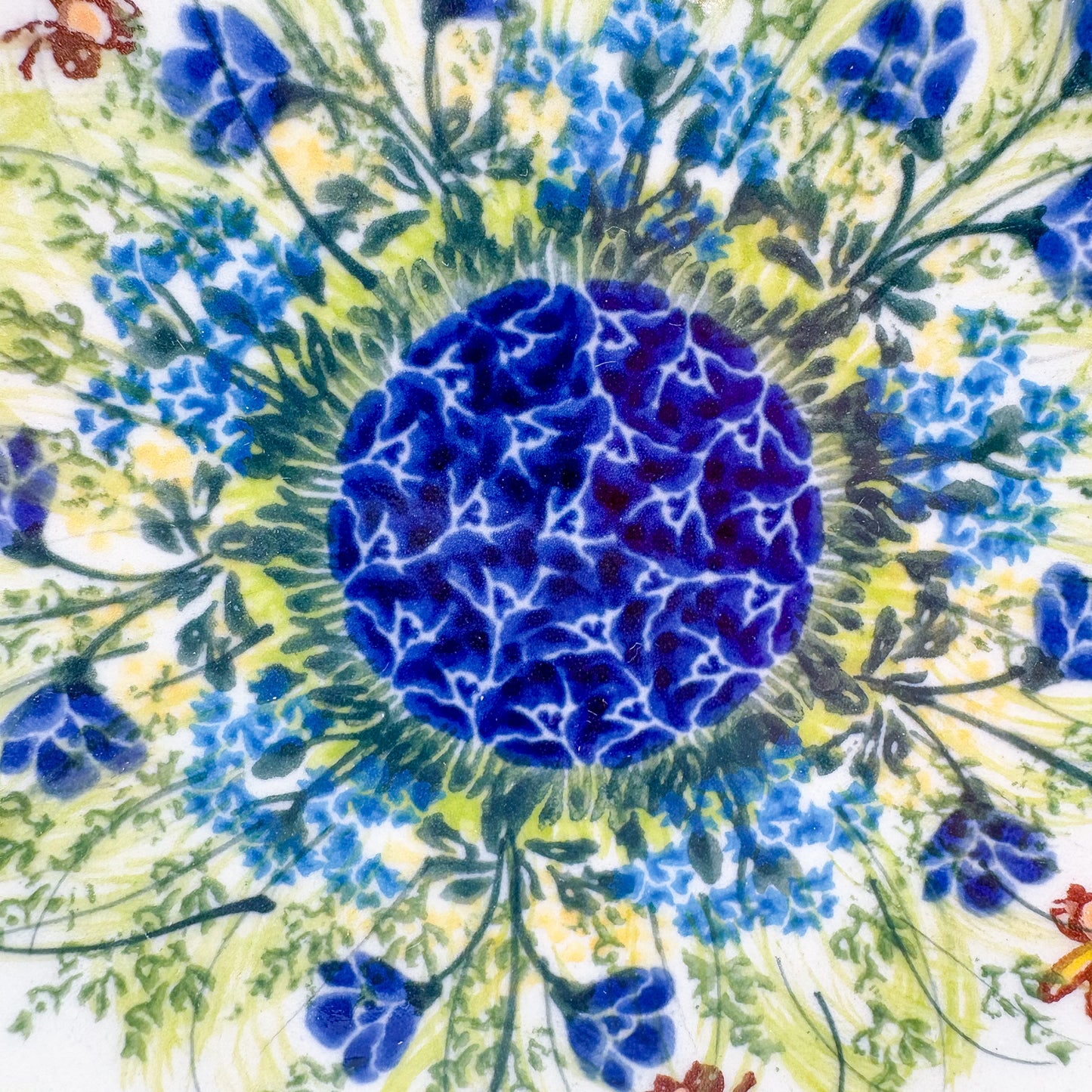 7.5” Plate.  Hand crafted Polish pottery stoneware: UNIKAT Bluebell Meadow