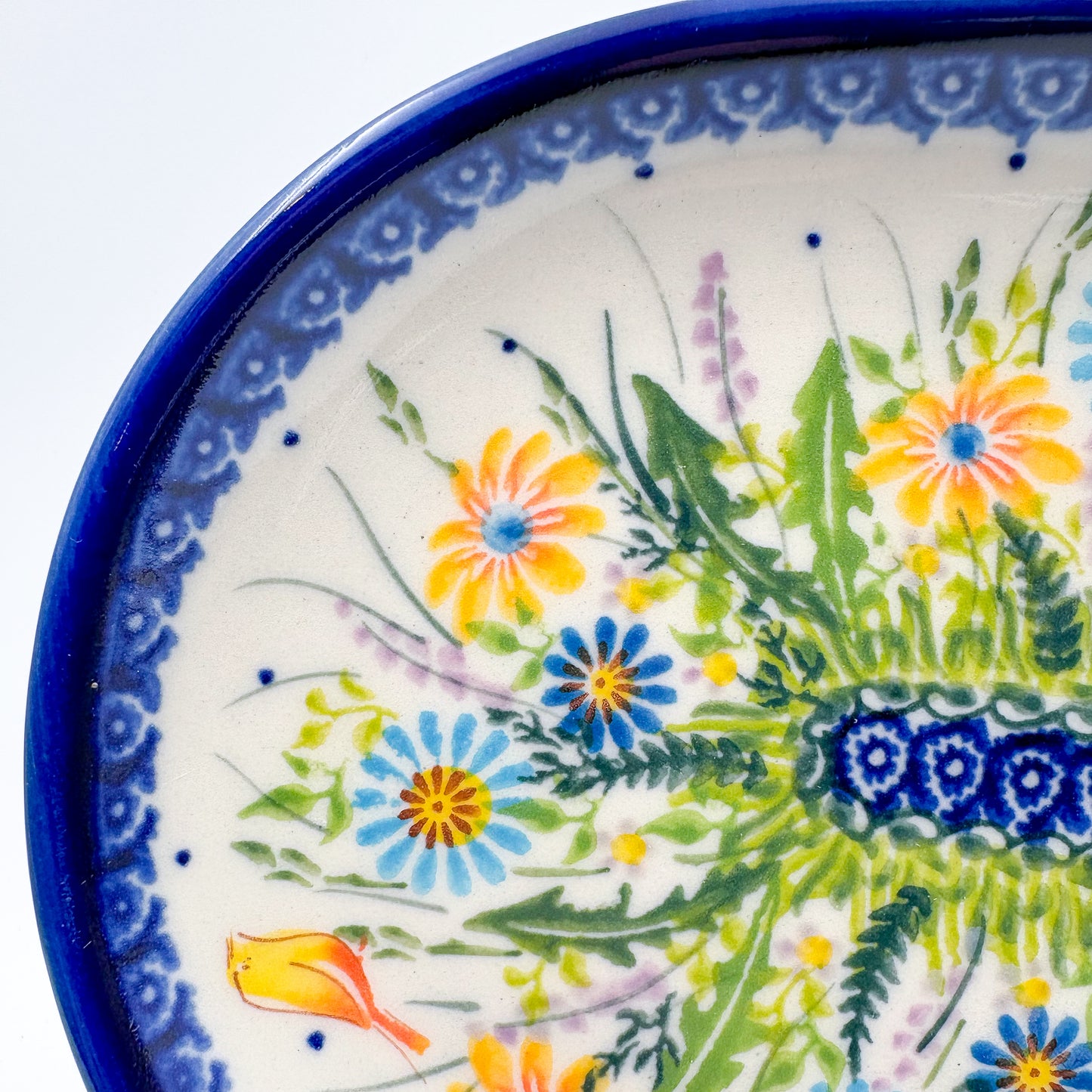 9” Oval Platter.  Hand crafted Polish pottery stoneware: UNIKAT Wildflower Meadow Design