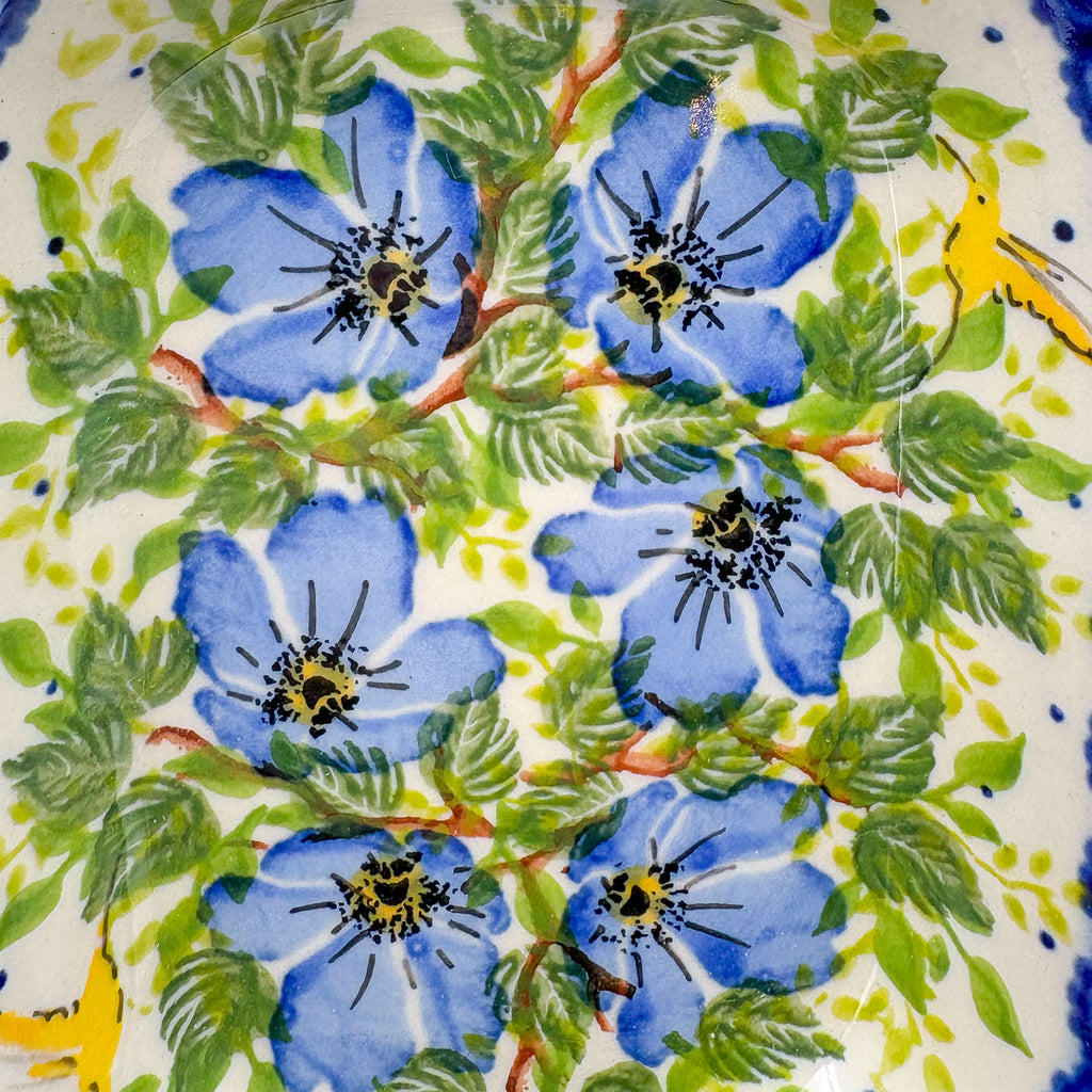 6" Butter Platter: UNIKAT Blue Poppy Songbird