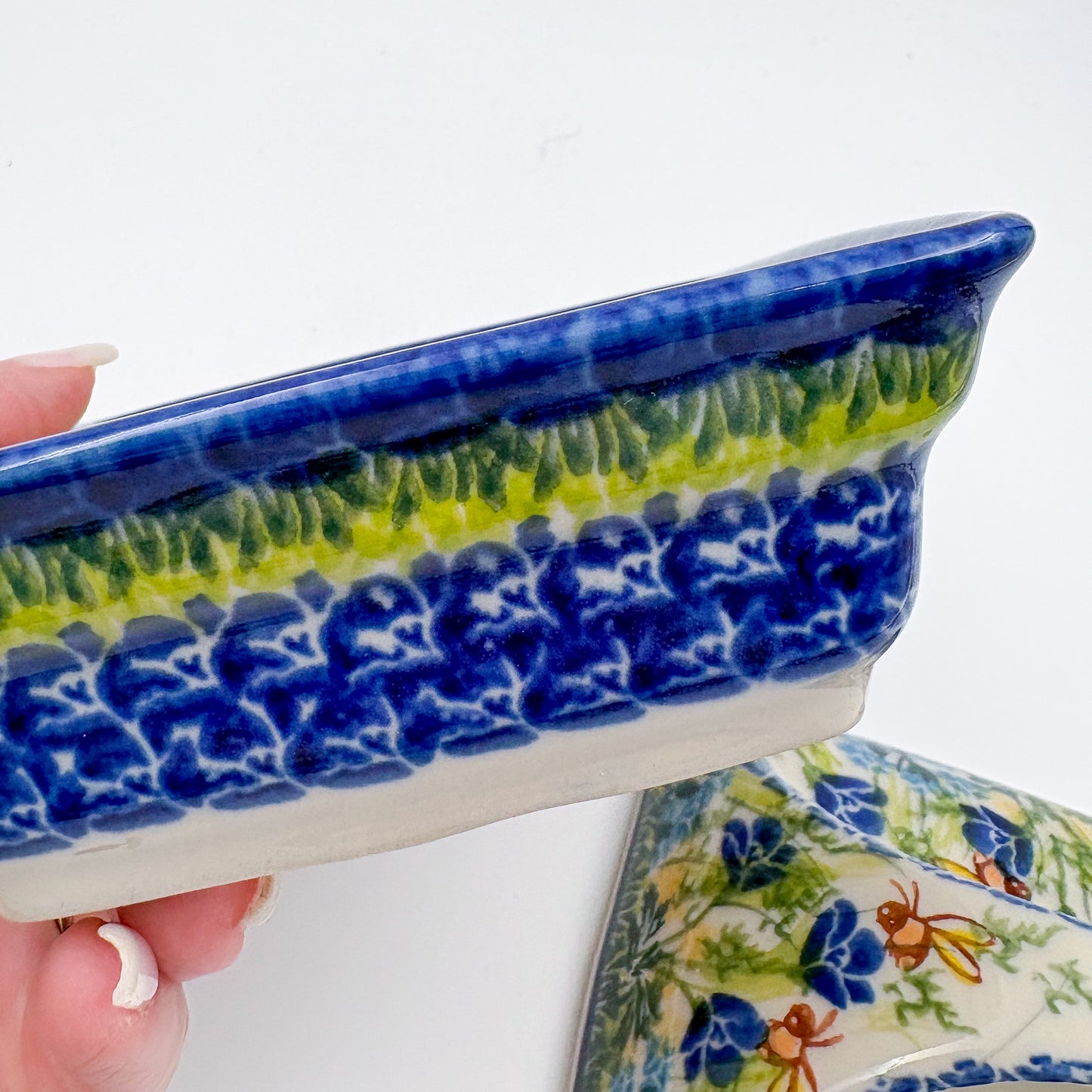 Butter Dish Deep: UNIKAT Bluebell Meadow