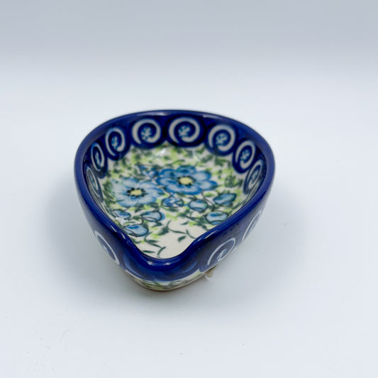 Spoon Rest 5”.  Handmade Polish pottery.  UNIKAT Gorgeous Morning Glory Design