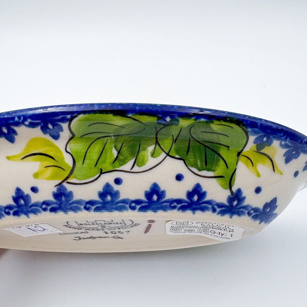 7" Oval Milano Platter  Hand crafted Polish pottery stoneware: UNIKAT Monarch Design