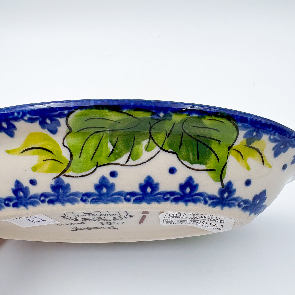 7" Oval Milano Platter  Hand crafted Polish pottery stoneware: UNIKAT Monarch Design