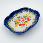 5" Soap Dish.  Handmade Polish pottery.  UNIKAT Cherry Blossom Pattern