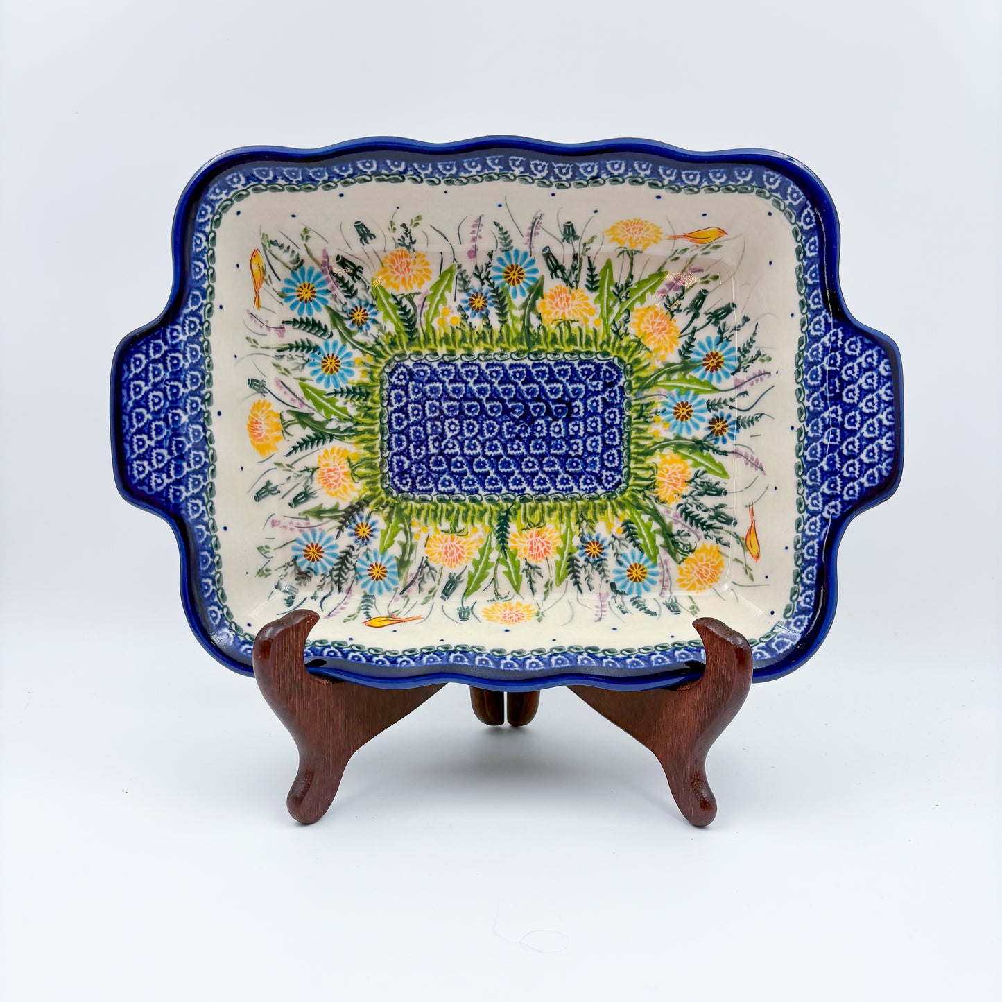 11.6" Baker Ada with Handles. Handmade in Poland.  UNIKAT Songbird Garden Design