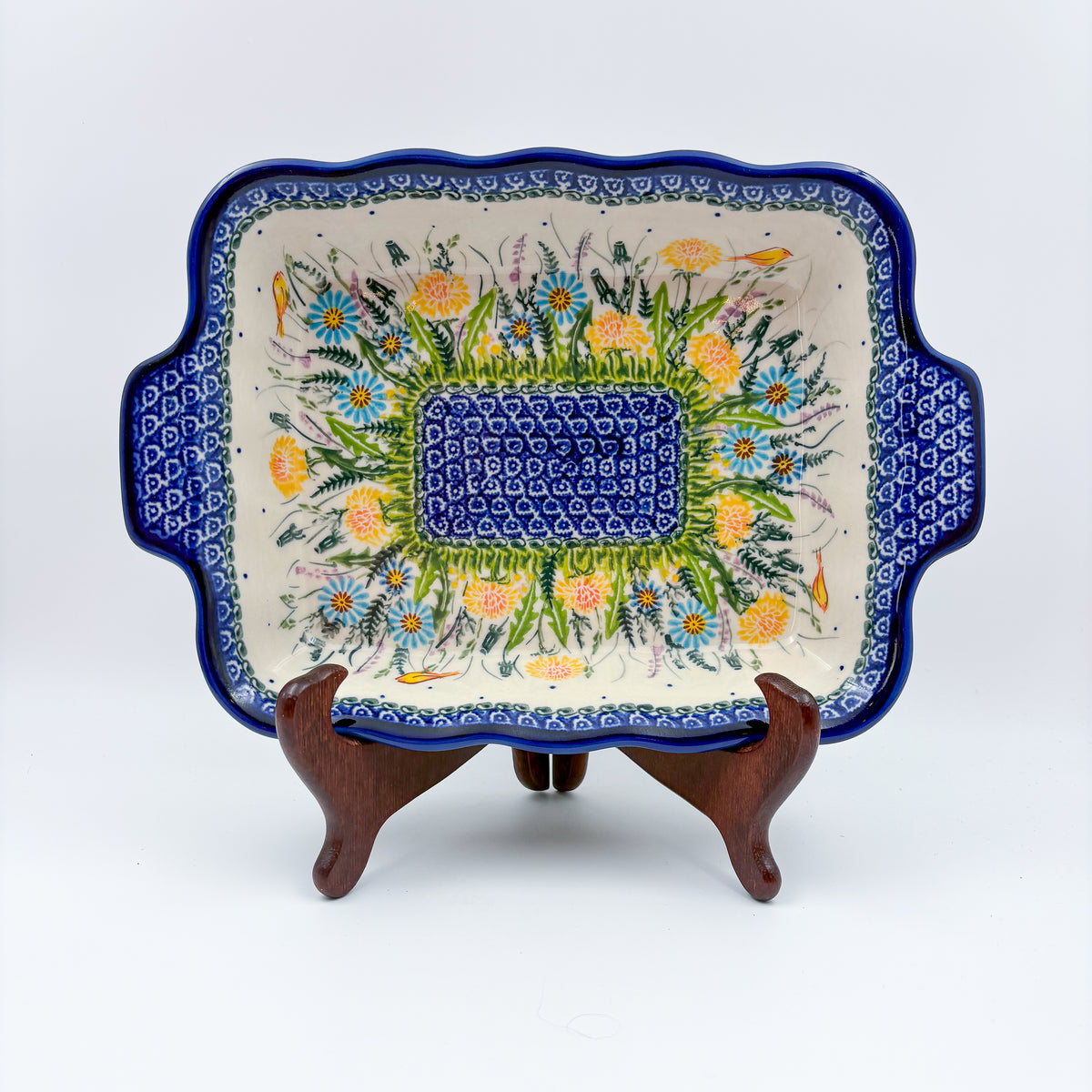 11.6" Baker Ada with Handles. Handmade in Poland.  UNIKAT Songbird Garden Design