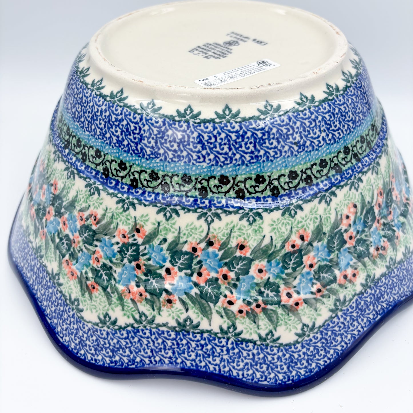 12" Wavy Bowl:  UNIKAT Spring Floral Garland