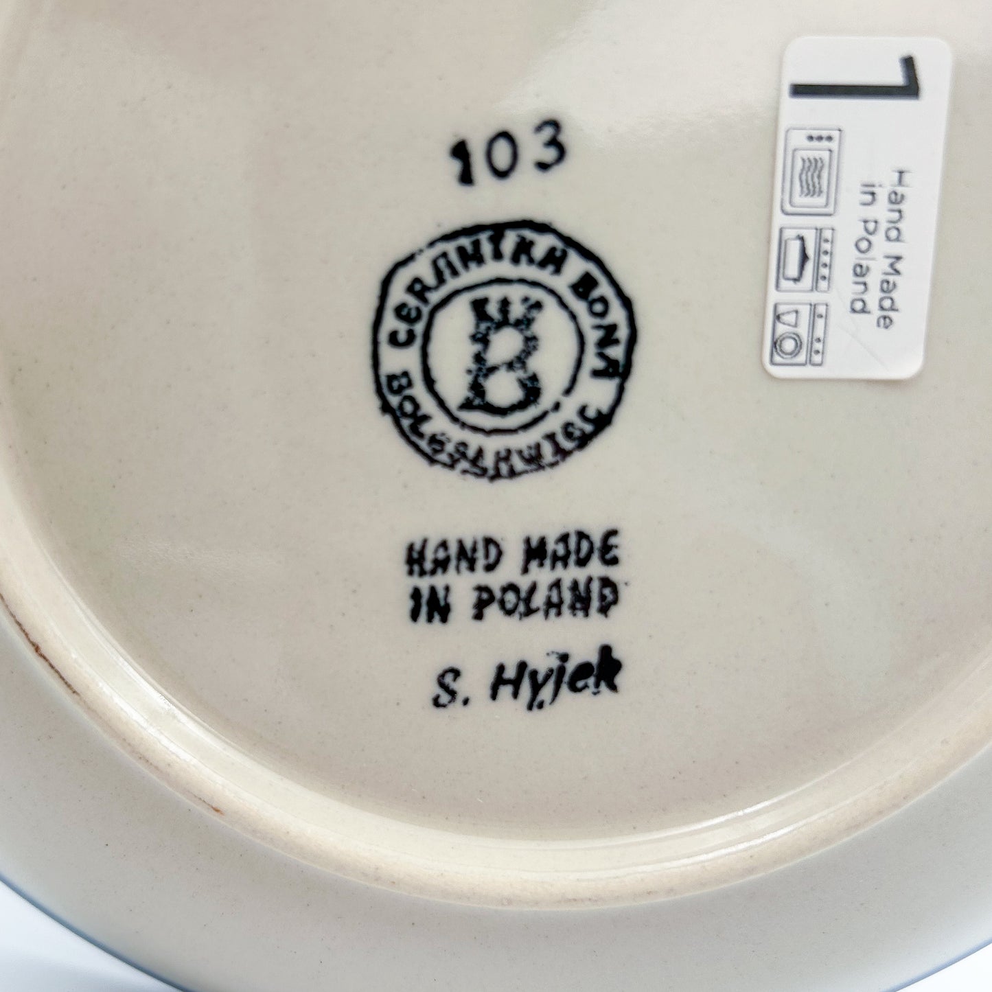 7.56” Dessert Puppy Plate.  Handmade Polish pottery.   Puppy Pleasure Design