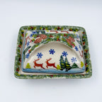 Butter Dish Deep: Hand crafted Polish pottery stoneware: UNIKAT Reindeer Bliss