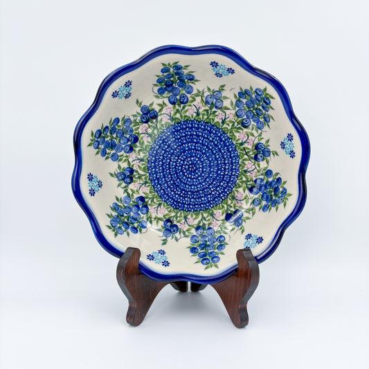 9" Kora Bowl  Hand crafted Polish pottery stoneware: UNIKAT Blueberry Design