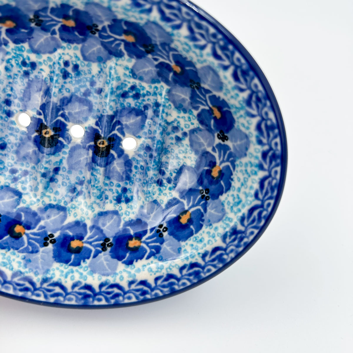 Soap Dish 5”.  Handmade Polish pottery.  UNIKAT Deep Winter Design