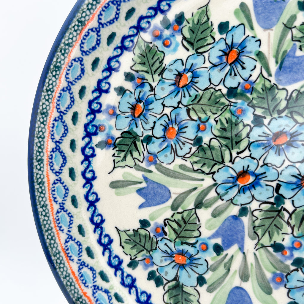 11” Plate.  Hand crafted Polish pottery stoneware: UNIKAT Evangeline Design