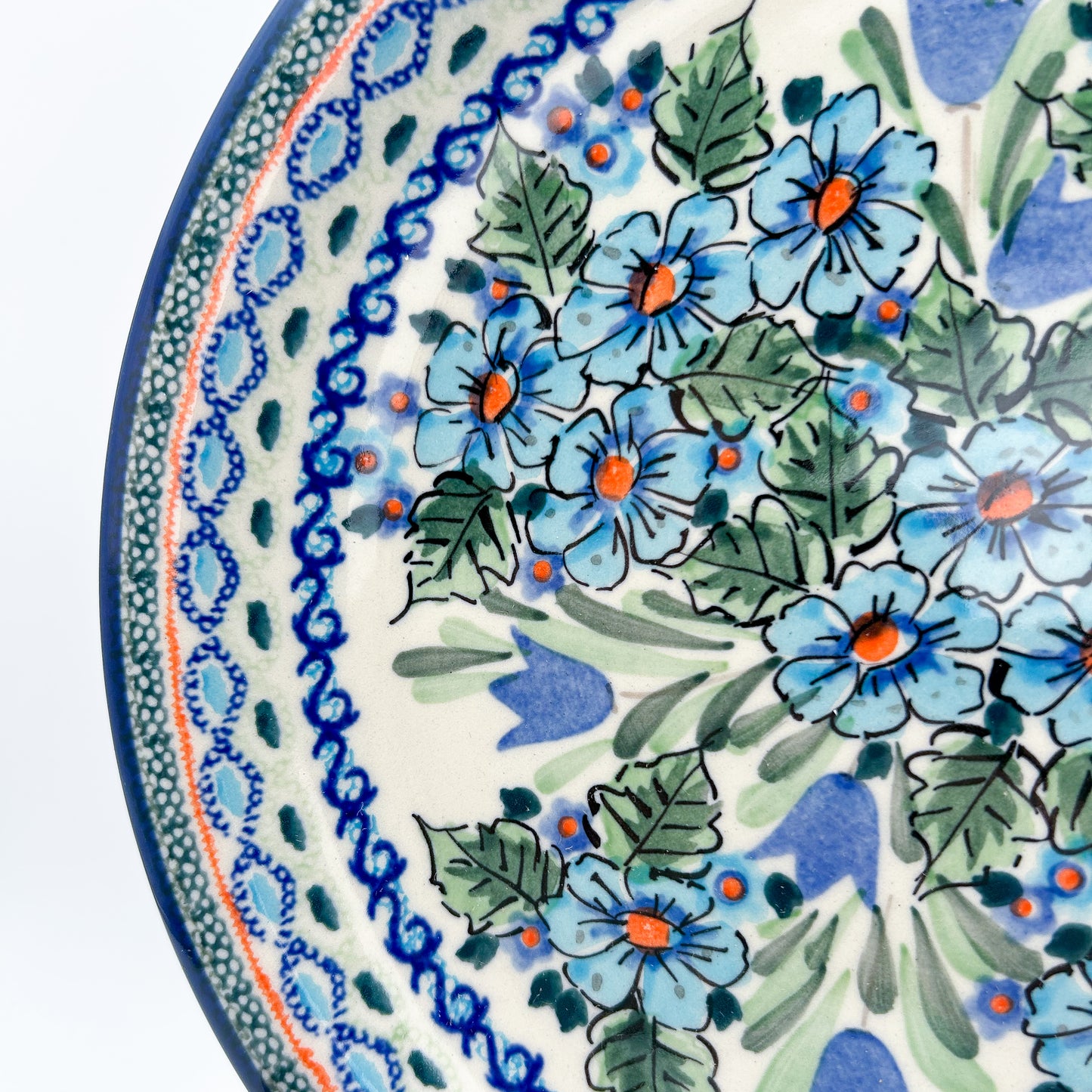 11” Plate.  Hand crafted Polish pottery stoneware: UNIKAT Evangeline Design