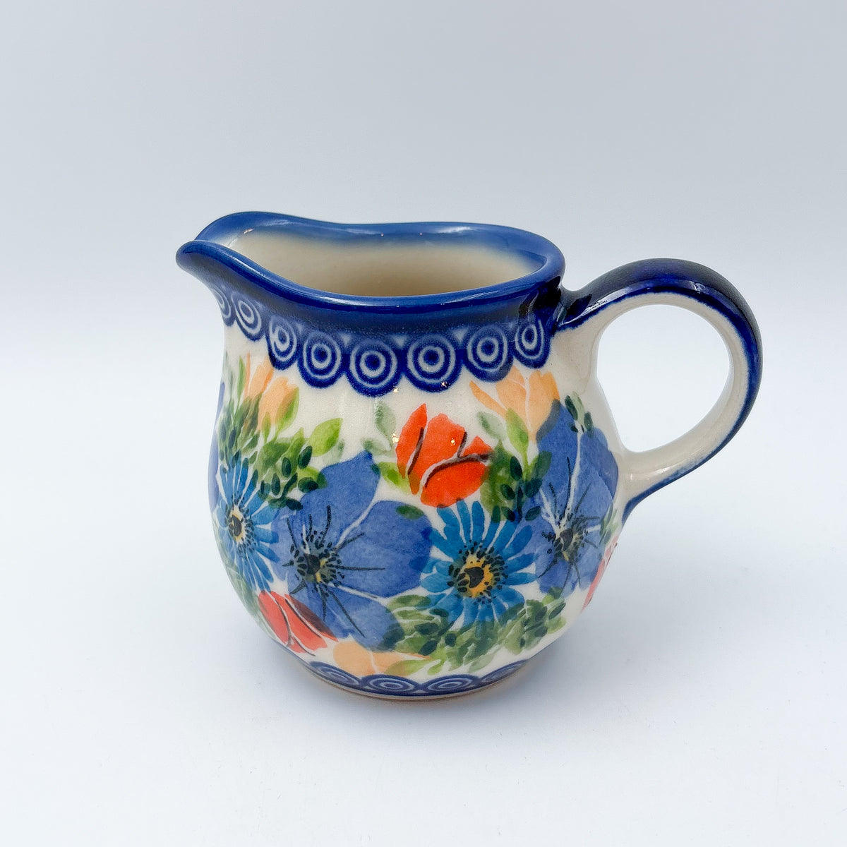 6 oz Kubus Creamer. Handcrafted in Poland UNIKAT Poppy Garden Bloom