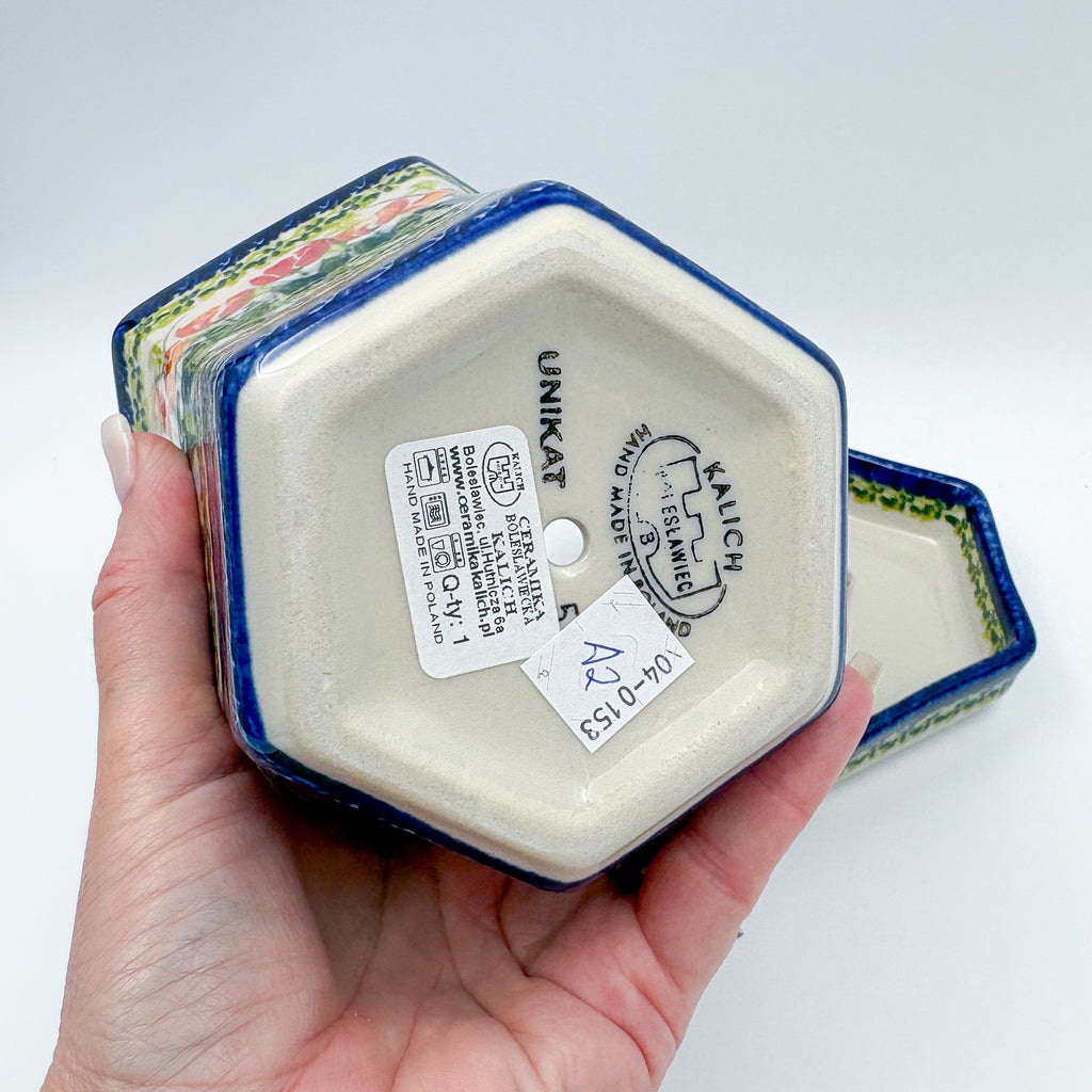 5” Flower Pot.  Handmade Polish pottery.  UNIKAT Tulip Fields