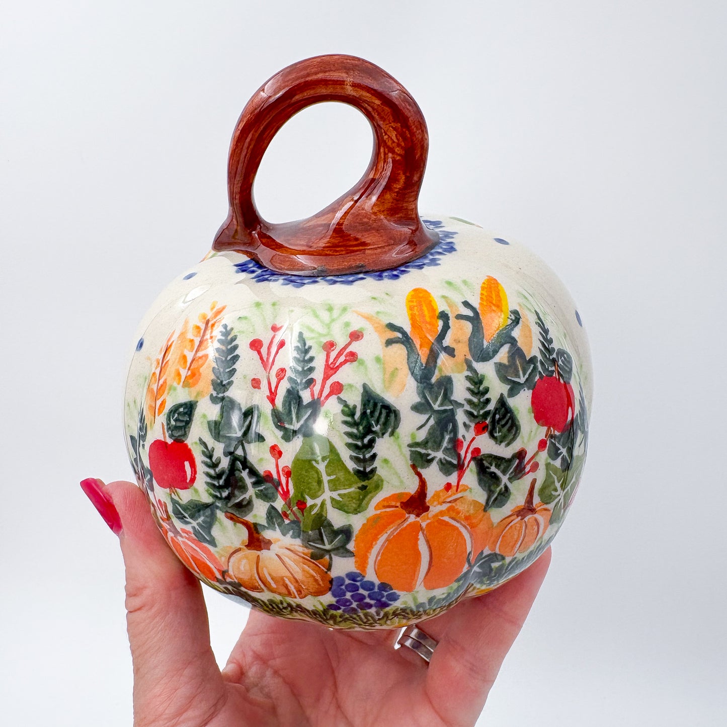 Pumpkin Small 5.3".  Hand crafted Polish pottery stoneware: UNIKAT Scarecrow and Pumpkins