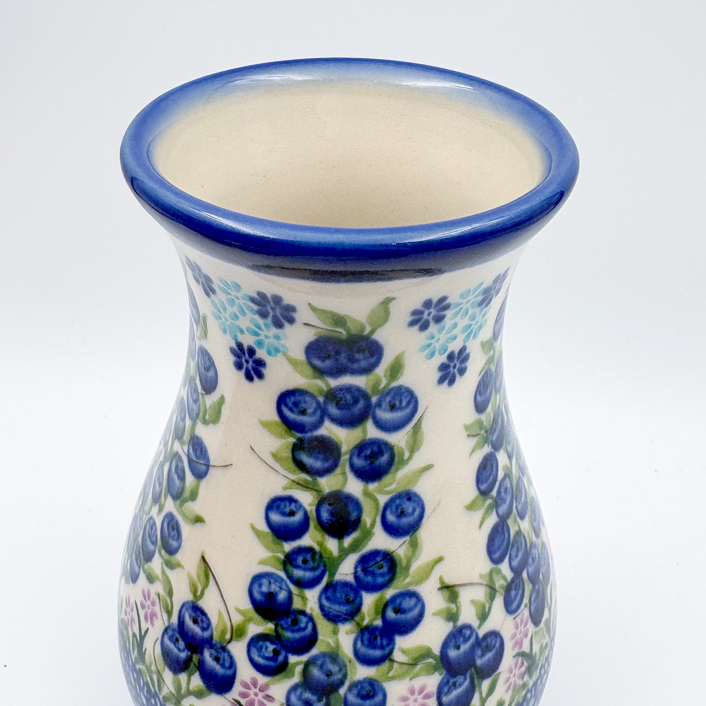 Vase 9”. Handmade Polish pottery.  UNIKAT Blueberry
