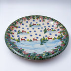 10.2” Plate.  Hand crafted Polish pottery stoneware: UNIKAT Holiday Reindeer