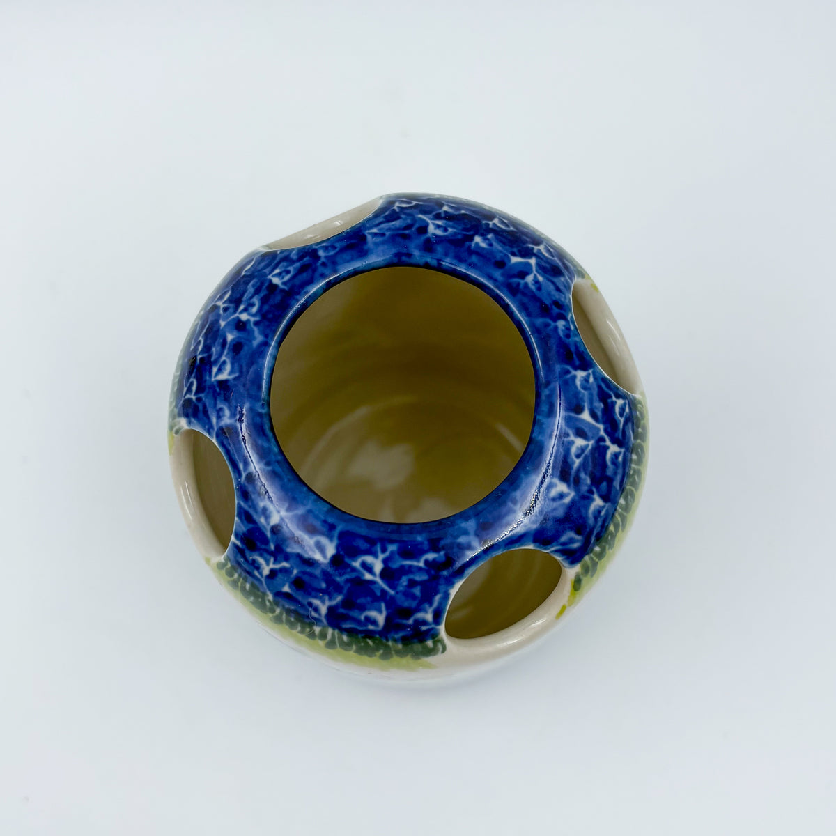 5” Toothbrush/Makeup Holder.  Hand crafted Polish pottery stoneware: UNIKAT Bluebell Meadow Design
