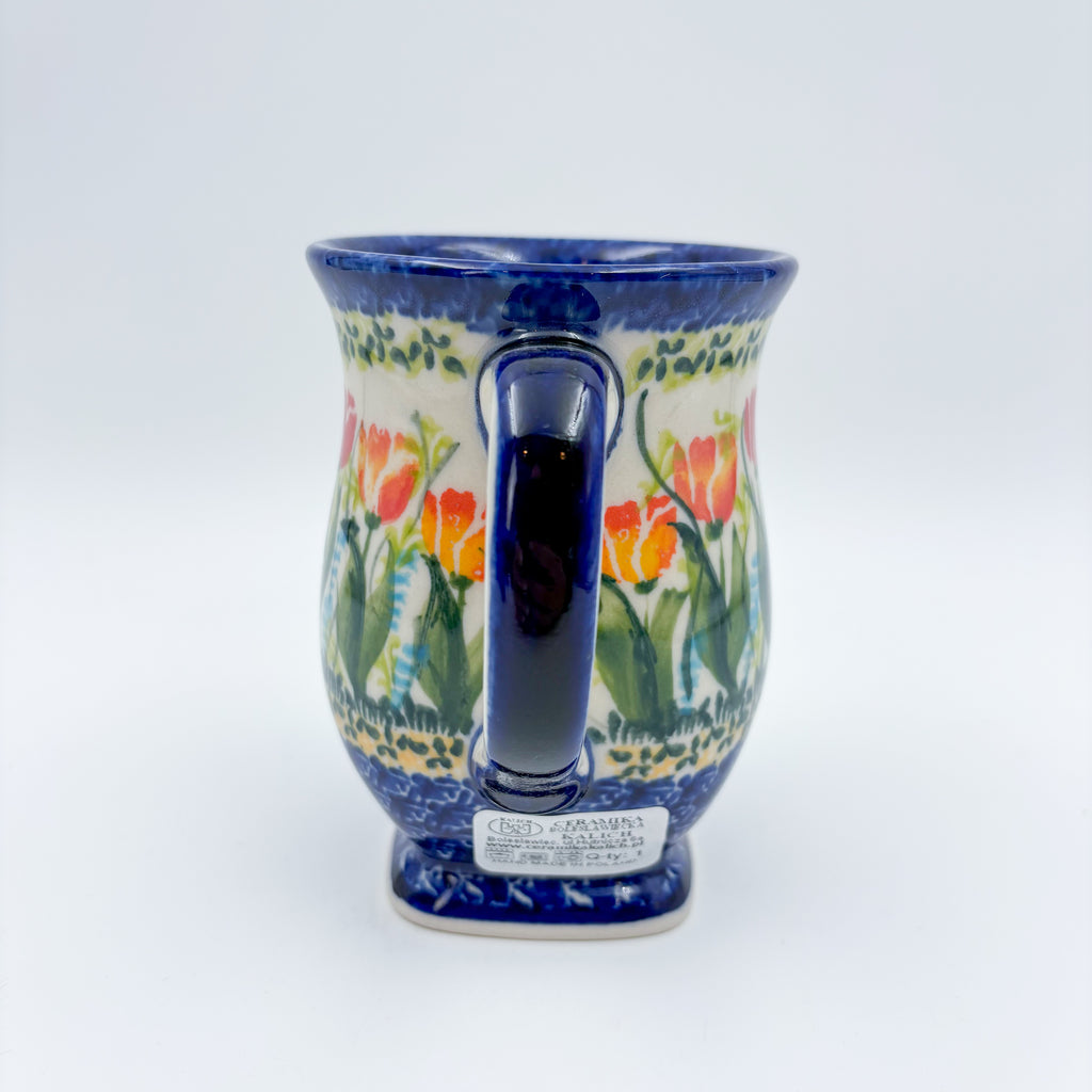 Back view of Wild Tulips mug showing handle