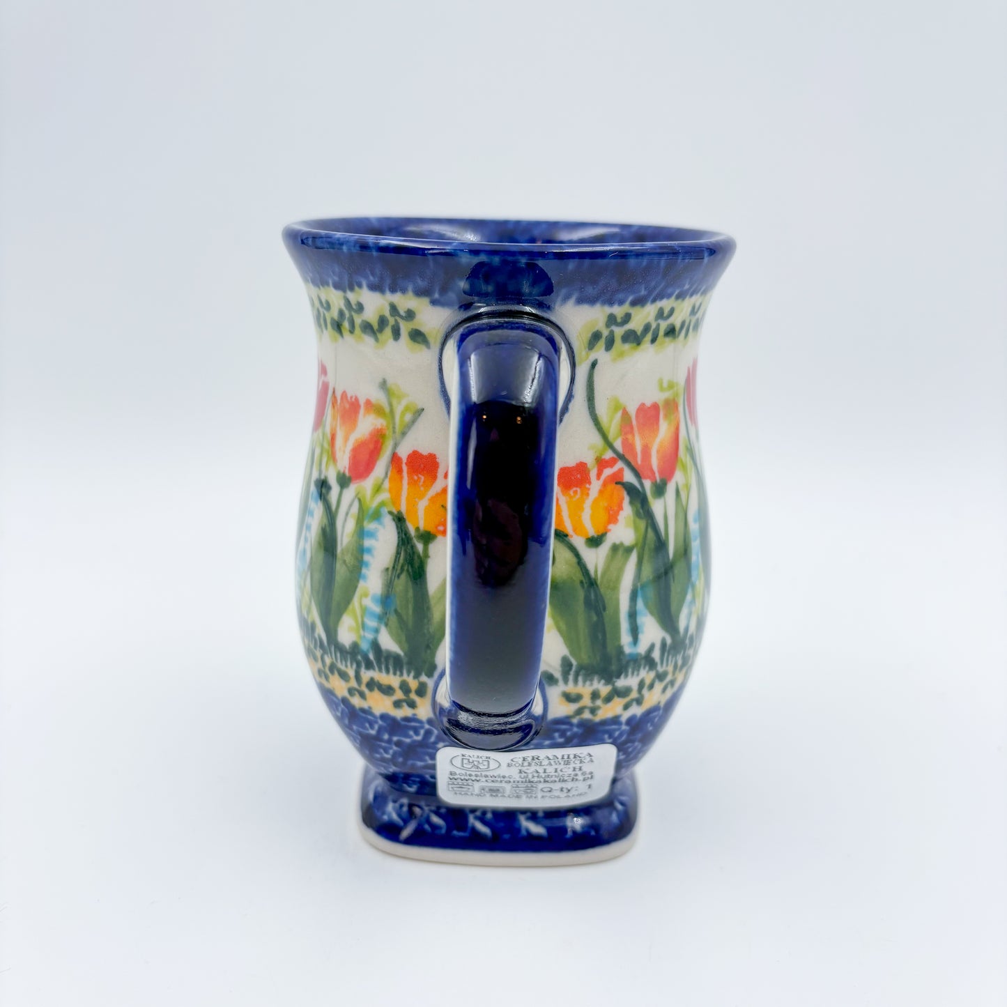 Tulip Mug 10oz. Handcrafted Polish pottery stoneware:  UNIKAT Wild Tulips