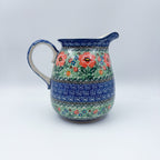 67 oz. Pitcher.  Hand painted Polish pottery stoneware.  UNIKAT Red Poppies