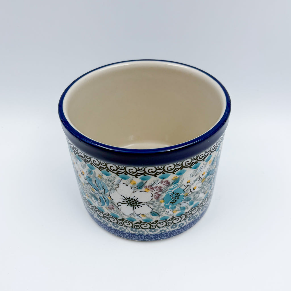 Utensil Jar 5”.  Handmade Polish pottery.  UNIKAT Solstice Bloom