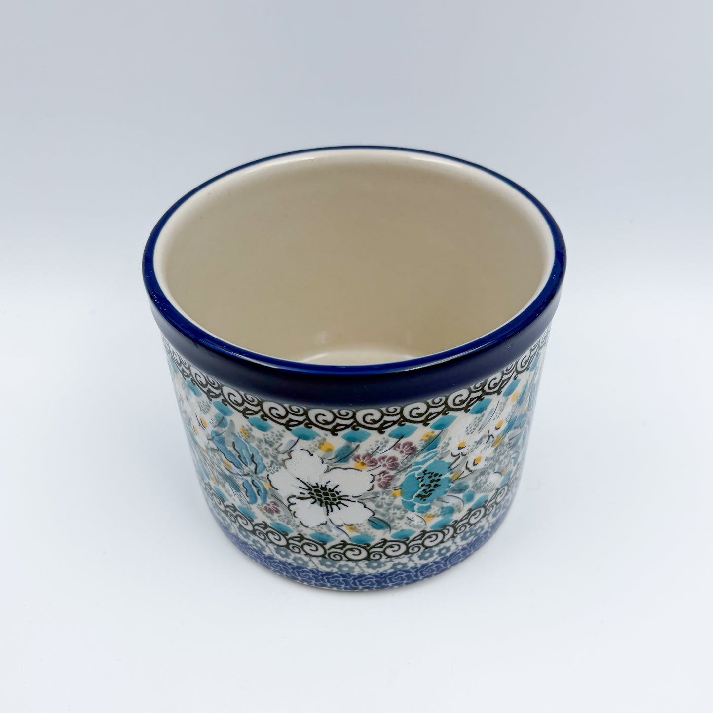 Utensil Jar 5”.  Handmade Polish pottery.  UNIKAT Solstice Bloom