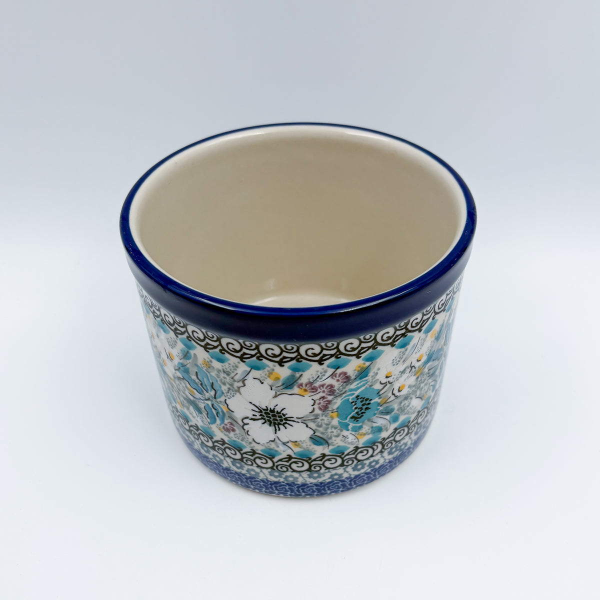 Utensil Jar 5”.  Handmade Polish pottery.  UNIKAT Solstice Bloom
