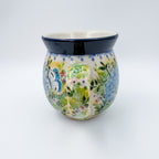 16 oz Bubble Mug. Handcrafted Polish pottery stoneware: UNIKAT Blue Hydrangea Design