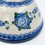 Close-up of exterior floral pattern on Blue Poppies stacking bowl