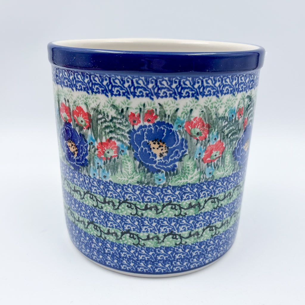 Utensil Jar 6”.  Handmade Polish pottery.  UNIKAT Poppy Chalet