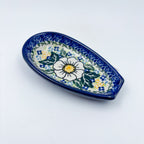 Spoon Rest 5”. Handmade Polish pottery.  UNIKAT Floral Fantasy