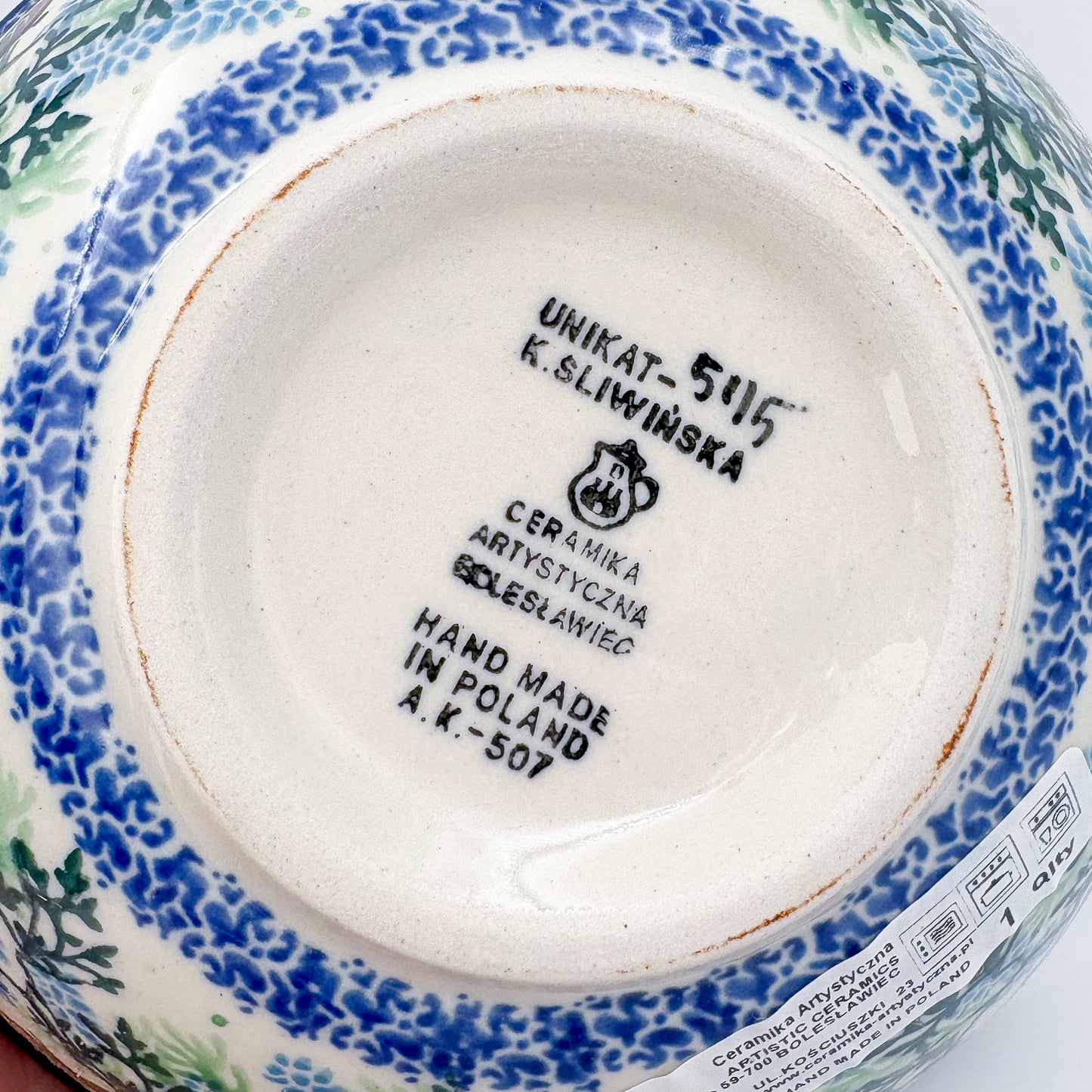 6.57” Stacking Bowl.  Hand crafted Polish pottery stoneware: UNIKAT Gracious Gonolek Design