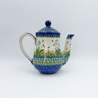 23 oz Teapot Florencja Handcrafted Pottery in Poland.  UNIKAT Snowdrop Garden