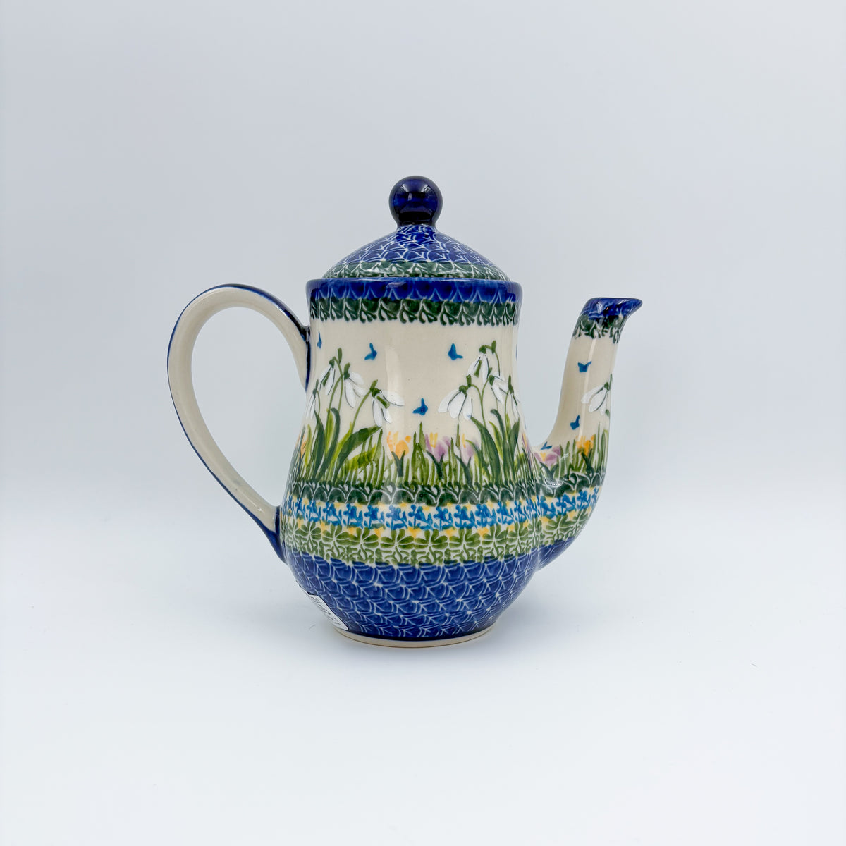 23 oz Teapot Florencja Handcrafted Pottery in Poland.  UNIKAT Snowdrop Garden
