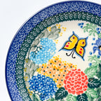 8” Plate.  Hand crafted Polish pottery stoneware: UNIKAT Spring Garden Design