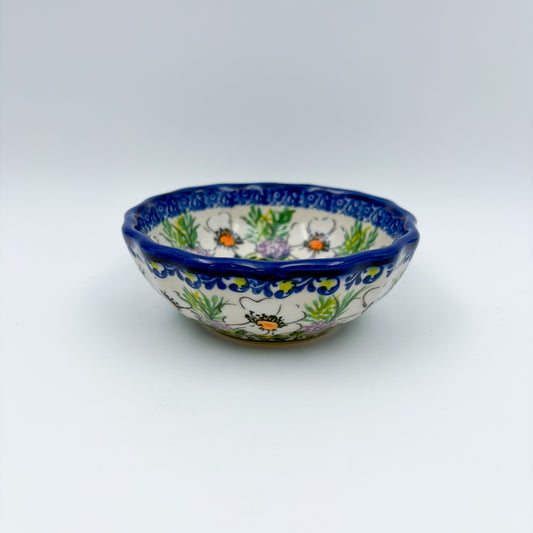 5” Scalloped Bowl.  Hand crafted Polish pottery stoneware:  UNIKAT Primrose