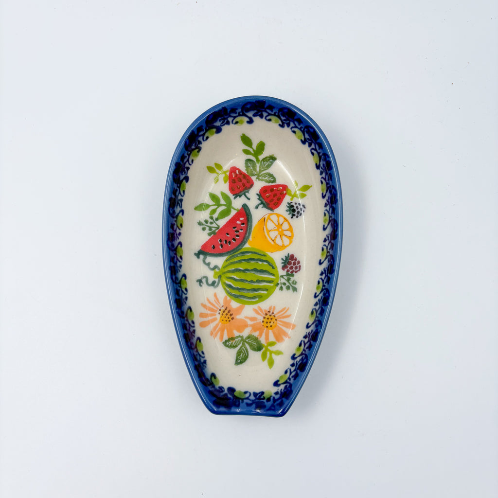 Spoon Rest 5”.  Handmade Polish pottery.  UNIKAT Fruit Basket