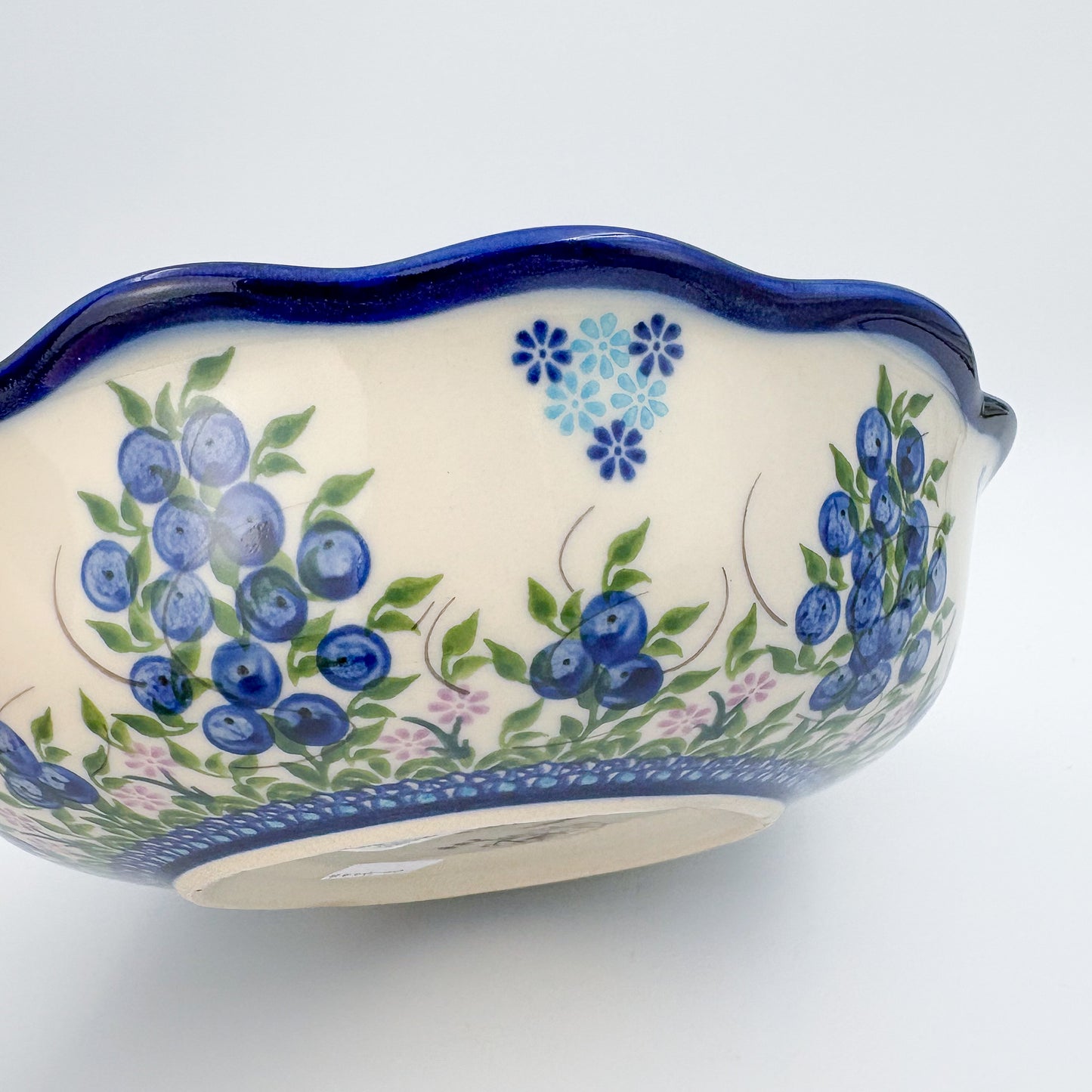 9" Kora Bowl  Hand crafted Polish pottery stoneware: UNIKAT Blueberry Design