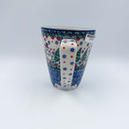 16 oz Mug. Handcrafted Polish pottery stoneware:  UNIKAT Dancing Snowman Design