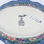 Iris Meadow oval platter with handles, bottom stamp signed M. Starzyk Ceramika Artystyczna Boleslawiec Unikat
